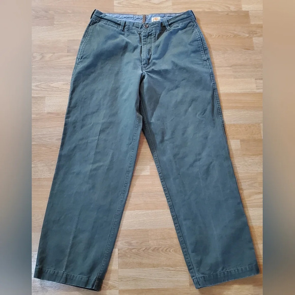 TIMBERLAND Chino FLAT‎ FRONT Cotton Canvas PANTS Mens 34×32 Olive Green - Picture 1 of 13